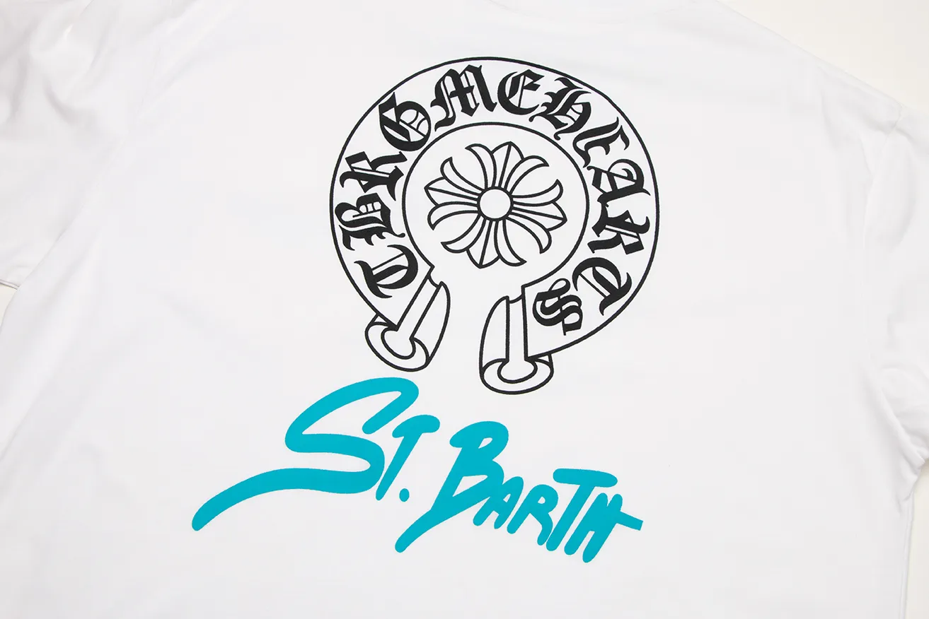 P150 Chrome Hearts Chrome Hearts Sanskrit Letters Horseshoe Print Short Sleeve Size: SMLXL Color: Black White